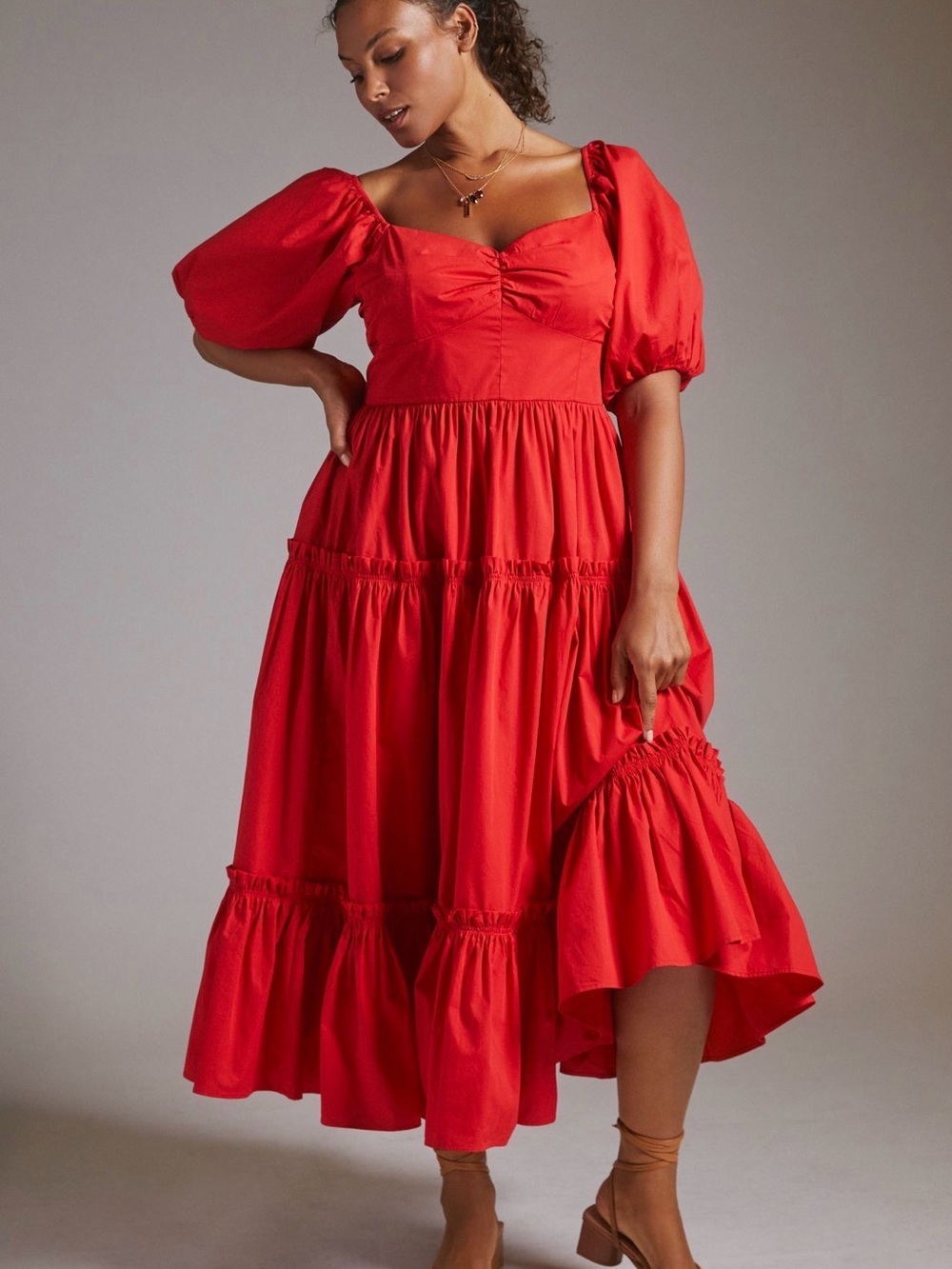 Anthropology Atsu Off-The-Shoulder Poplin Midi Dress